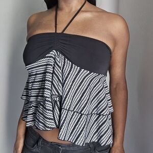 Y2k Boho Ruffle Halter Neck Top